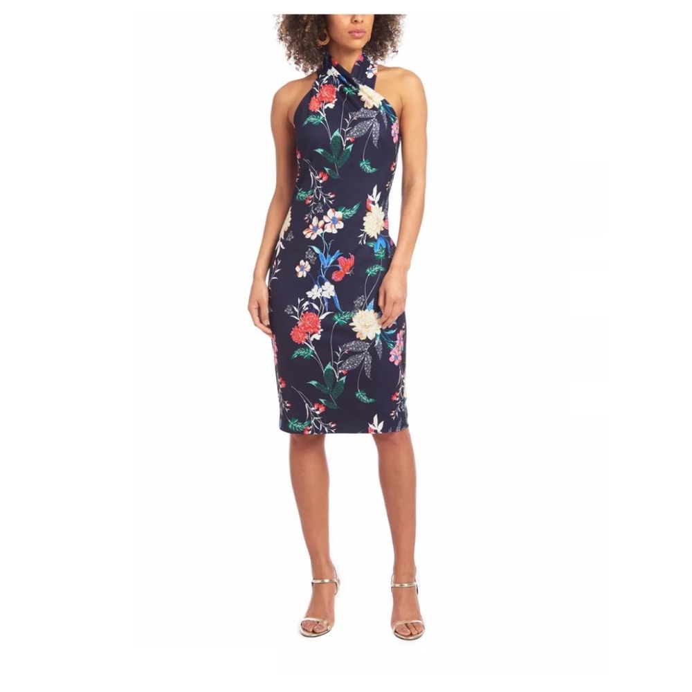 XL Rachel Roy navy blue floral sleeveless dress